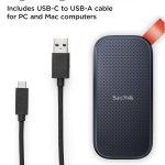 SANDISK 1TB Portable SSD, 800MB/s R, USB 3.2 Gen 2, Rugged SSD with Upto 2 Meter Drop Protection, Type-C to Type-A Cable, PC & Mac Compatible