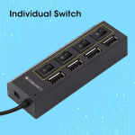 ZEBRONICS 150Hb 4 Port USB Hub with Dedicated On/Off Switch, Led Indicators, 45Cm Cable Length, Optional Power Input Port, Multi Device and Plug Play