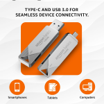 Amazon Basics 128GB OTG USB Flash Drive | 80+ Mbps Read Speed | Dual Interface Type-C & USB | High-Speed Data Transfer (Metal)