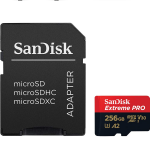 SanDisk Extreme Pro 256GB microSDXC UHS-I, V30, 200MB/s Read, 140MB/s Write, Memory Card for 4K Video on Smartphones, Action Cams and Drones