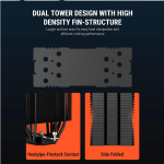 Ant Esports V8 Digital CPU Air Cooler CPU Fan with LED Temperature Display & ARGB|2x120mm FANs| Support Intel - LGA1851 / 1700/1200 AMD - AM5