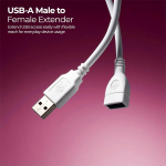 Zebronics USB Extension Cable, 3 Meter Length, 480Mbps Data Transfer, Full Copper Core, Nickel-Plated Connectors, Durable Build, For TV, Laptop, PC