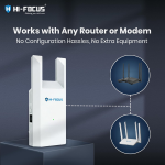 HI-Focus 300 Mbps Wi-Fi Range Extender (2.4 GHz) | Dual-Antenna Wireless Booster + Ethernet Port | Plug-and-Play Wi-Fi Repeater for Home