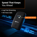 Amazon Basics 4G LTE Wireless Dongle with All Sim Network Support|Single_Band Plug & Play Data Card Stick with Up to 150Mbps WiFi Hotspot