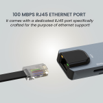 Portronics Mport 8 USB-C USB Hub/Docking Station(8-in-1) with 4K 30Hz HDMI, 100 Mbps Ethernet, USB 3.0, microSD/SD Card Reader, Type-C Data