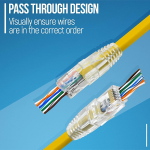 FEDUS RJ45 Cat6 Pass-Through Connectors & Strain Relief Boots EZ to Crimp Modular Plug for Solid or Stranded UTP Network Cable