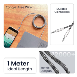 A Ambrane 3.5mm Male to male Stereo AUX Cable Audio Cable, Compatible for Smartphones Tablets, Headphone, Car, Home Stereos, Speakers 1.5 Meter