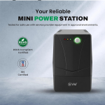 EVM EPS720 600VA/360W Line Interactive UPS – Backup Power for PC, CCTV, WiFi Router & DVR/NVR, Wide Input 140–300V AC, Pure Sine Wave Output