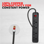 Honeywell Surge Protector, 4 Universal Sockets,15000Amp, 2 Meter Cord, Device Secure Warranty, Automatic Overload Protection, Spike Guard