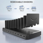 WeFly Charging Station for Multiple Devices, 10 Ports 60W Charging Dock with Adjustable Dividers, Multiple USB Charger Station Designed for Cellphone
