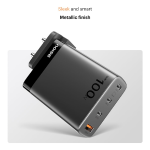 Noise Newly Launched GaN Charger 100W + 1.7M Type-C to Type-C 100W Braided Cable Combo : 4 Ports (3 USB-C Type, 1 USB-A), Super Fast Laptop Charging