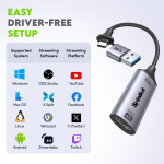 SpinBot Envisage Full HD Video Capture Card | 4K HDMI to USB3.0 1080p/ 60FPS | Capture Card for Gaming, Streaming, Broadcast and Video Recording