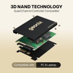 GEONIX SATA 2.5" 512GB Internal Solid State Drive/SSD with SATA III Interface, 6Gb/s | Read/Write Speed Upto - 570/500 MB/s | Quad Channel Controller