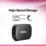 KIOXIA EXCERIA Plus G2 Portable 1TB / Up to 1,050MB/s Read 1000MB/s Write,MIL-STD Drop Tests, 256 AES Encryption, Photographers, Content Creators and