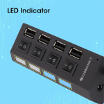 ZEBRONICS 150Hb 4 Port USB Hub with Dedicated On/Off Switch, Led Indicators, 45Cm Cable Length, Optional Power Input Port, Multi Device and Plug Play