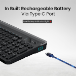 Portronics Bubble 3.0 Wireless Keyboard with Bluetooth + 2.4 GHz USB Receiver, Rechargeable Battery, Dual Height Adjustment, Multimedia Hotkeys