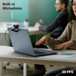 Zebronics FHD USB Webcam, 30FPS, 2P2G Lens, 2.0MP CMOS Sensor, Auto-White Balance, Auto-Exposure, Privacy Shutter, Built-in Mic, for Teams, FaceTime