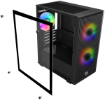 Circle Miniator M1 Mid- Tower Computer Case | Gaming Cabinet - Black| Support M-ATX, ITX | Pre- Installed 2 x 120mm Front and 1 x 120mm Rear ARGB Mirr