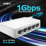 Frontech 5-Port Fast Ethernet Switch | 10/100 Mbps Speed | Plug & Play Network Hub | 1 Gbps Bandwidth | 2 Years Warrenty (NC-0073)