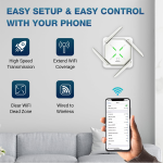 Dual Band 1200Mbps WiFi Range Extender | 5GHz Signal Booster with 4 Antennas | Covers Large Homes | Supports 20 Devices | LAN Port & Access Point