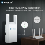 HI-Focus 300 Mbps Wi-Fi Range Extender (2.4 GHz) | Dual-Antenna Wireless Booster + Ethernet Port | Plug-and-Play Wi-Fi Repeater for Home