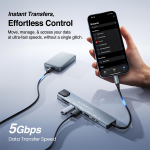 HAMMER 8-in-1 USB-C Hub | 100W PD Charging, 5Gbps Data Transfer, HDMI 4K, (RJ45) Ethernet Port, SD/TF Card Reader, USB 3.0 & 2.0 | Multiport Adapter