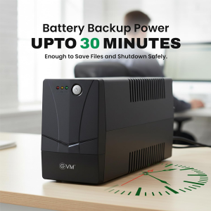 EVM EPS720 600VA/360W Line Interactive UPS – Backup Power for PC, CCTV, WiFi Router & DVR/NVR, Wide Input 140–300V AC, Pure Sine Wave Output