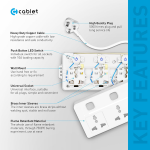Cablet 250 Volts Extension Board 2500W 10A, 4 Universal Sockets, Individual Switches, 1.8M Heavy Duty Copper Wire, LED Indicator, Power Strip for Home
