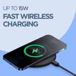 UNIGEN UNIPAD 200 Wireless Charger, 15W Qi Fast Wireless Charging Pad [Type-C to C Cable] Compatible with All Wireless Enabled Smartphones & Earbuds-B