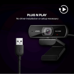 Kreo Owl Full HD 1080P 60 FPS Webcam with Auto-Focus and Built-in Dual Digital Mic, Plug and Play Setup for Video Call, Streaming, YouTube and More
