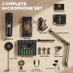 DIGIMORE Condenser Mic for Singing with V8 Sound Card | Condenser Microphone Kit | Voice Changer | Studio Recording Equipments Full Set